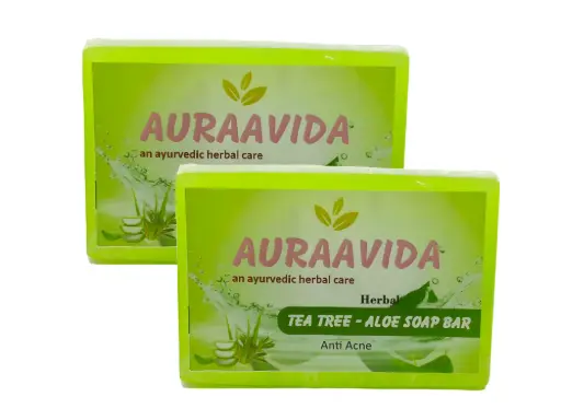 Auraavida Herbal Tea Tree-Aloe - Anti Acne Soap Bar (Pack of 2)