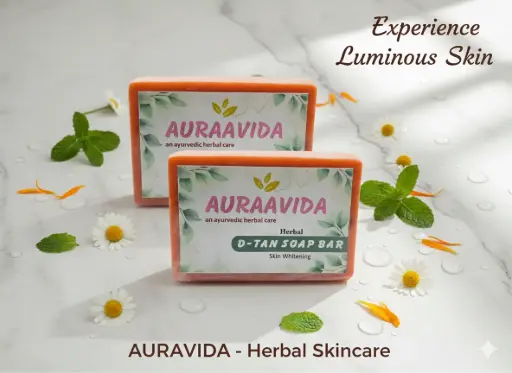 Auraavida Herbal De-Tan Skin Whitening Soap Bar (Pack of 2)